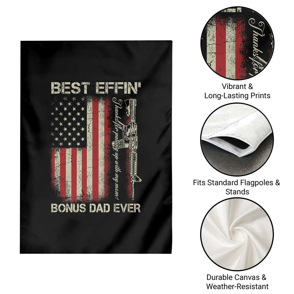 Best Effin Bonus Dad Ever Garden Flag Step Dad Fathers Day Vintage American Flag TS11 Print Your Wear