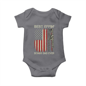 Best Effin Bonus Dad Ever Baby Onesie Step Dad Fathers Day Vintage American Flag TS11 Charcoal Print Your Wear