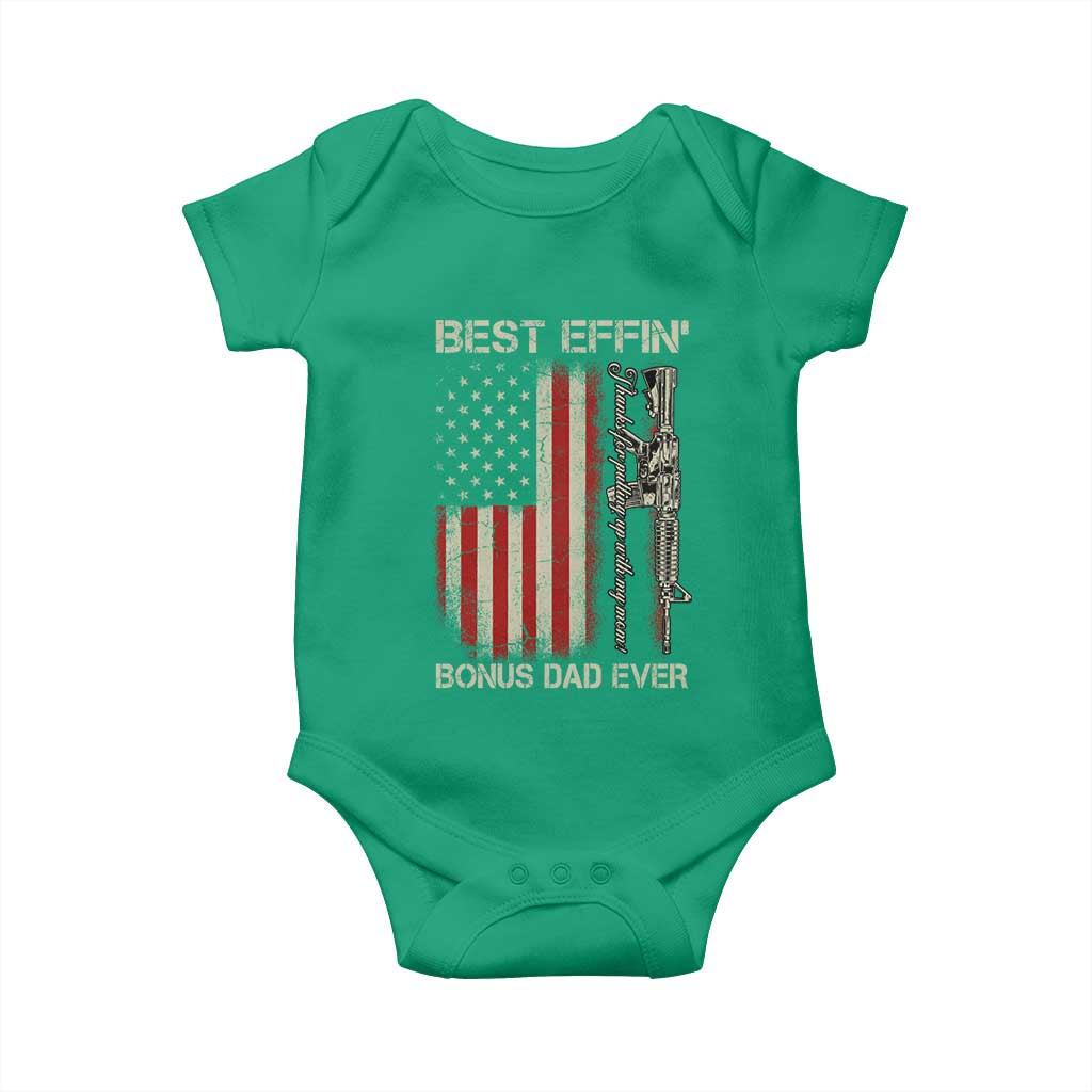 Best Effin Bonus Dad Ever Baby Onesie Step Dad Fathers Day Vintage American Flag TS11 Irish Green Print Your Wear