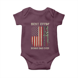 Best Effin Bonus Dad Ever Baby Onesie Step Dad Fathers Day Vintage American Flag TS11 Maroon Print Your Wear