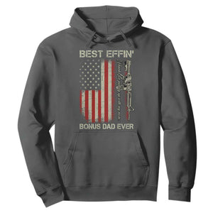 Best Effin Bonus Dad Ever Hoodie Step Dad Fathers Day Vintage American Flag TS11 Dark Heather Print Your Wear