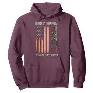 Best Effin Bonus Dad Ever Hoodie Step Dad Fathers Day Vintage American Flag TS11 Maroon Print Your Wear
