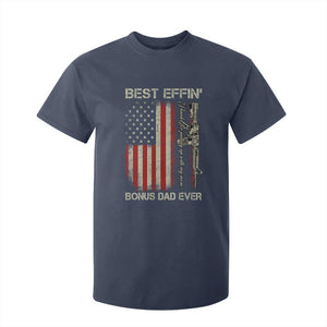 Best Effin Bonus Dad Ever T Shirt For Kid Step Dad Fathers Day Vintage American Flag TS11 Navy Print Your Wear