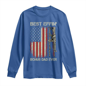 Best Effin Bonus Dad Ever Long Sleeve Shirt Step Dad Fathers Day Vintage American Flag TS11 Royal Blue Print Your Wear