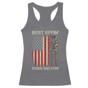 Best Effin Bonus Dad Ever Racerback Tank Top Step Dad Fathers Day Vintage American Flag TS11 Charcoal Print Your Wear