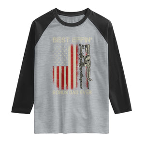Best Effin Bonus Dad Ever Raglan Shirt Step Dad Fathers Day Vintage American Flag TS11 Heather Gray Black Print Your Wear