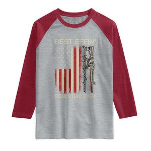Best Effin Bonus Dad Ever Raglan Shirt Step Dad Fathers Day Vintage American Flag TS11 Heather Gray Heather Red Print Your Wear