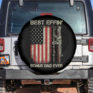 Best Effin Bonus Dad Ever Spare Tire Cover Step Dad Fathers Day Vintage American Flag TS11 No hole Black Print Your Wear