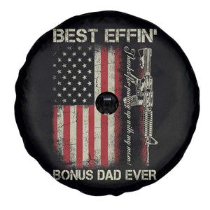 Best Effin Bonus Dad Ever Spare Tire Cover Step Dad Fathers Day Vintage American Flag TS11 Print Your Wear