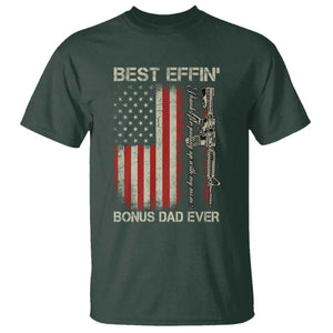 Best Effin Bonus Dad Ever T Shirt Step Dad Fathers Day Vintage American Flag TS11 Dark Forest Green Print Your Wear