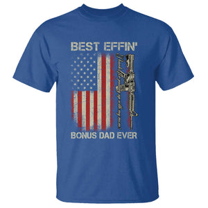 Best Effin Bonus Dad Ever T Shirt Step Dad Fathers Day Vintage American Flag TS11 Royal Blue Print Your Wear