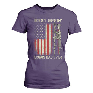 Best Effin Bonus Dad Ever T Shirt For Women Step Dad Fathers Day Vintage American Flag TS11 Purple Print Your Wear