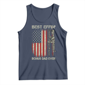 Best Effin Bonus Dad Ever Tank Top Step Dad Fathers Day Vintage American Flag TS11 Navy Print Your Wear
