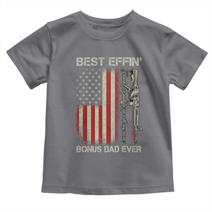 Best Effin Bonus Dad Ever Toddler T Shirt Step Dad Fathers Day Vintage American Flag TS11 Charcoal Print Your Wear
