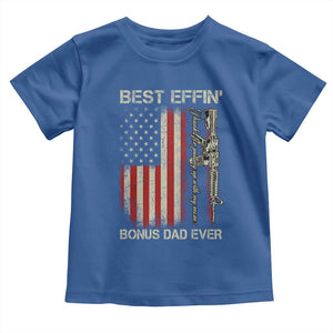 Best Effin Bonus Dad Ever Toddler T Shirt Step Dad Fathers Day Vintage American Flag TS11 Royal Blue Print Your Wear