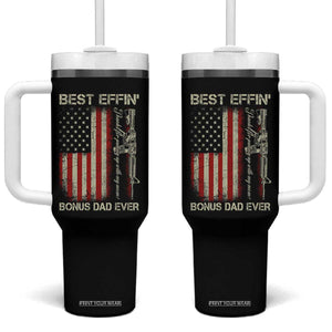 Best Effin Bonus Dad Ever Tumbler With Handle Step Dad Fathers Day Vintage American Flag TS11 One Size: 40 oz Black Print Your Wear