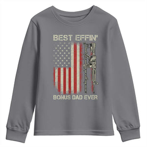 Best Effin Bonus Dad Ever Youth Sweatshirt Step Dad Fathers Day Vintage American Flag TS11 Charcoal Print Your Wear