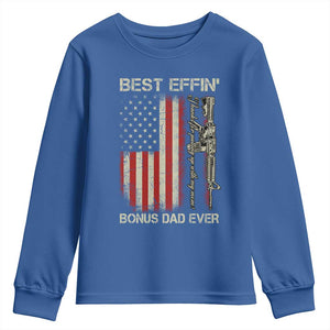 Best Effin Bonus Dad Ever Youth Sweatshirt Step Dad Fathers Day Vintage American Flag TS11 Royal Blue Print Your Wear