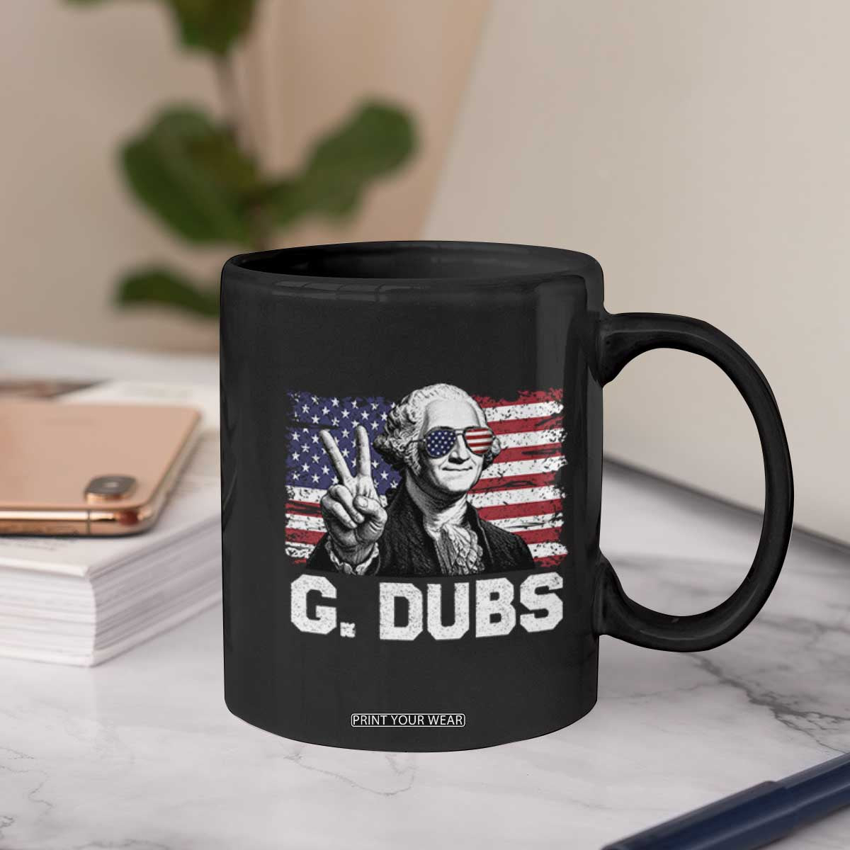 G Dubs George Washington Funny 4th Of July Coffee Mug Vintage American Flag