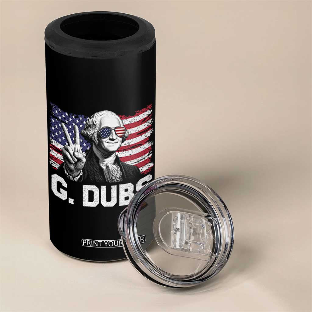 G Dubs George Washington Funny 4th Of July 4 in 1 Can Cooler Tumbler Vintage American Flag