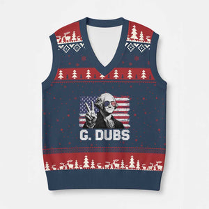 G Dubs George Washington Funny 4th Of July V-Neck Knit Sweater Vest Vintage American Flag