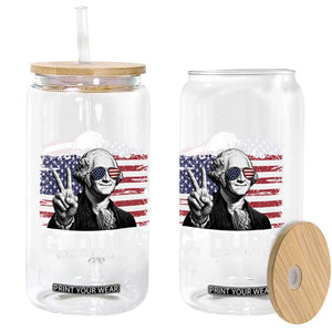 G Dubs George Washington Funny 4th Of July Glass Can Vintage American Flag