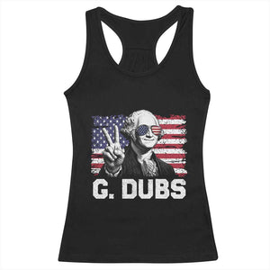 G Dubs George Washington Funny 4th Of July Racerback Tank Top Vintage American Flag