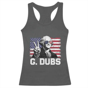 G Dubs George Washington Funny 4th Of July Racerback Tank Top Vintage American Flag