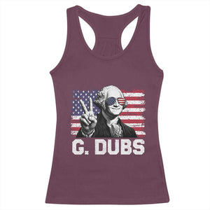 G Dubs George Washington Funny 4th Of July Racerback Tank Top Vintage American Flag