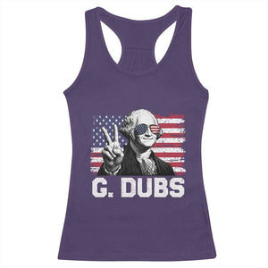 G Dubs George Washington Funny 4th Of July Racerback Tank Top Vintage American Flag
