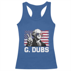 G Dubs George Washington Funny 4th Of July Racerback Tank Top Vintage American Flag