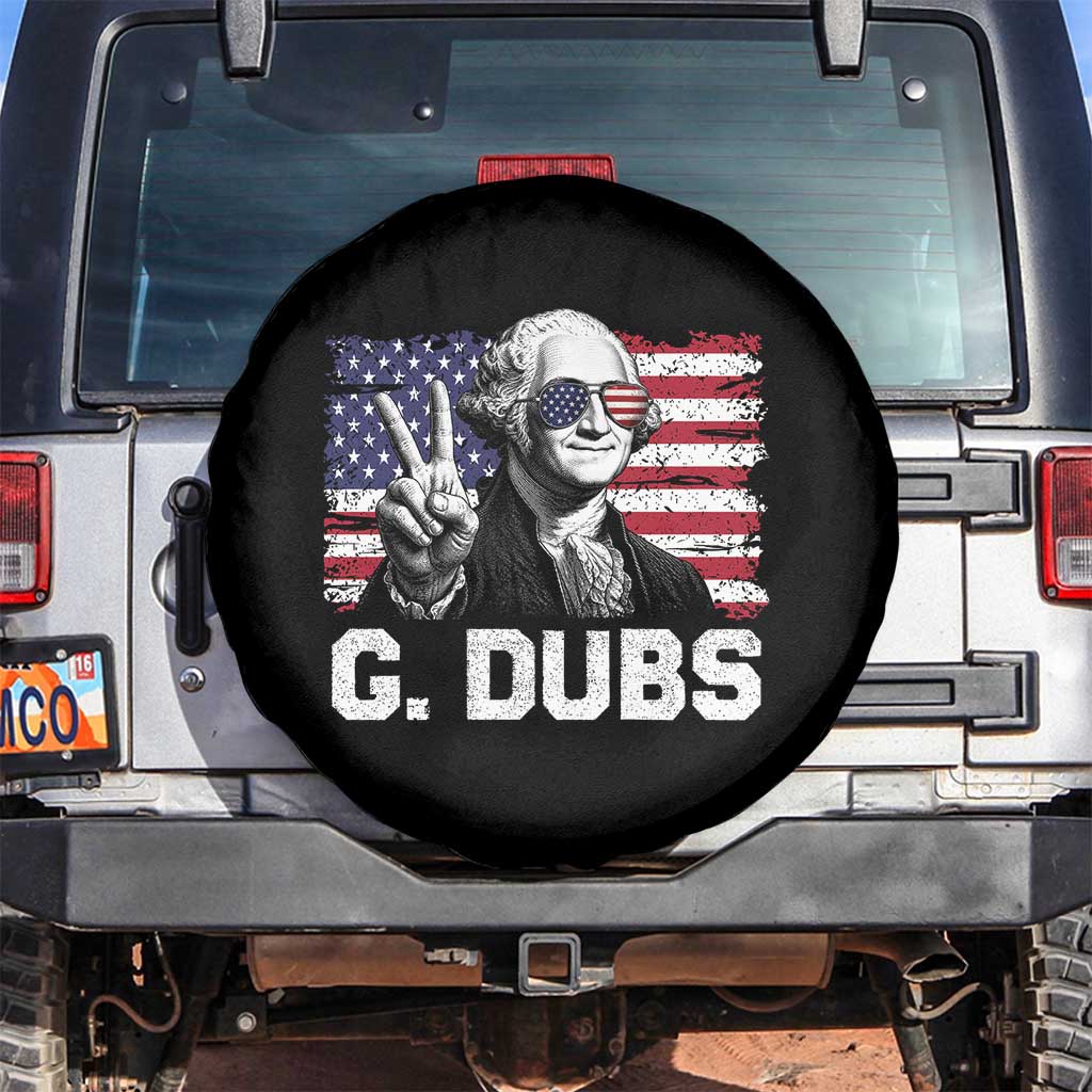 G Dubs George Washington Funny 4th Of July Spare Tire Cover Vintage American Flag TS11 No hole Black Print Your Wear