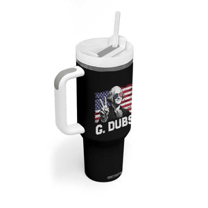 G Dubs George Washington Funny 4th Of July Tumbler With Handle Vintage American Flag