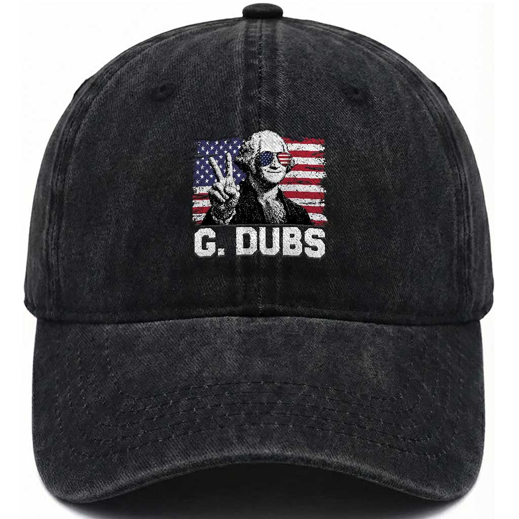 G Dubs George Washington Funny 4th Of July Washed Cotton Baseball Cap Vintage American Flag