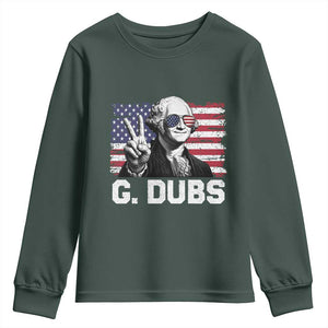 G Dubs George Washington Funny 4th Of July Youth Sweatshirt Vintage American Flag