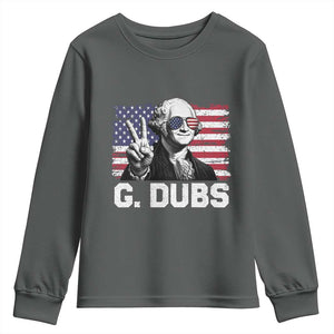 G Dubs George Washington Funny 4th Of July Youth Sweatshirt Vintage American Flag