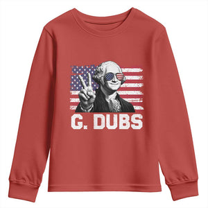 G Dubs George Washington Funny 4th Of July Youth Sweatshirt Vintage American Flag