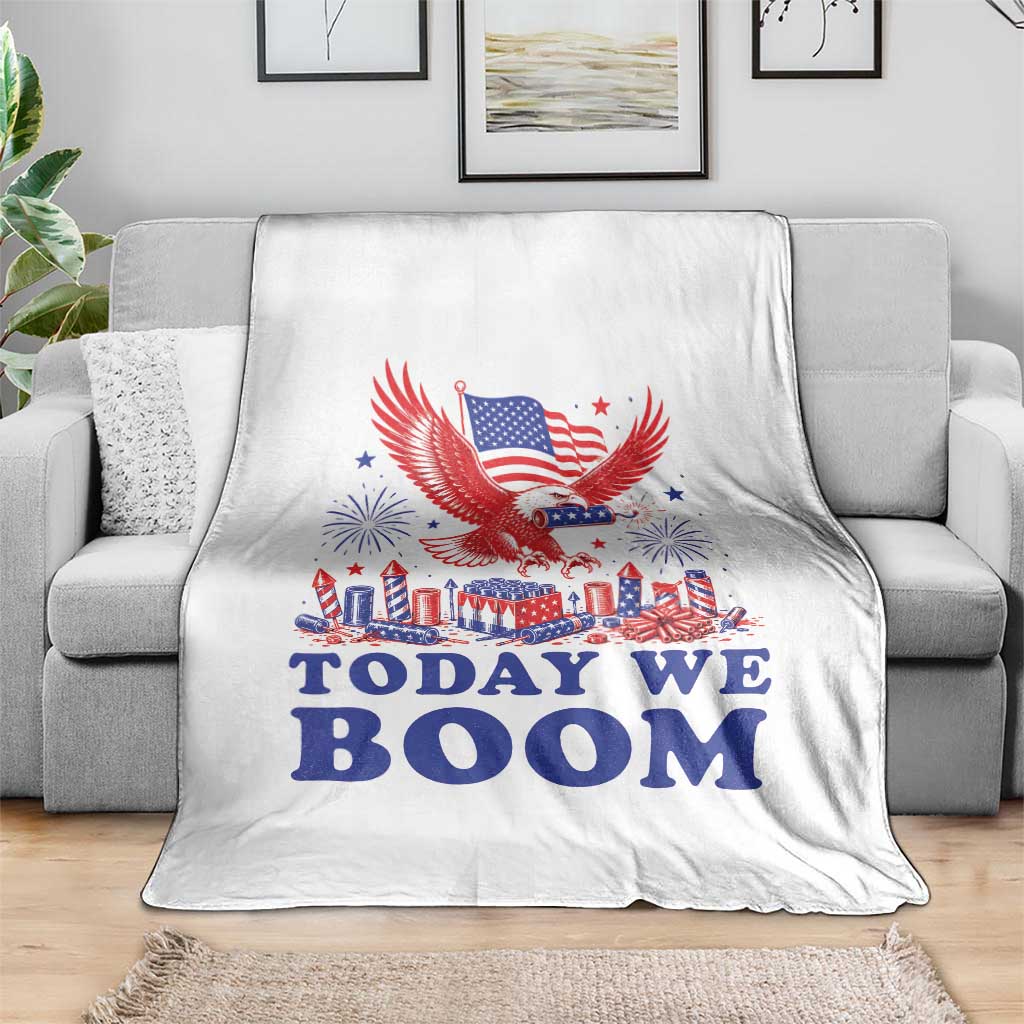 Today We Boom 4th of July Bald Eagle Fireworks Throw Blanket