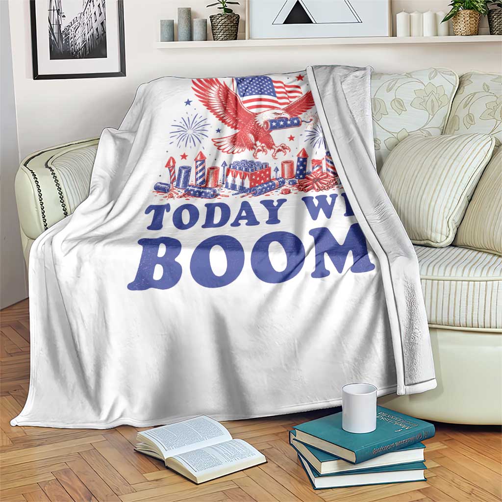 Today We Boom 4th of July Bald Eagle Fireworks Throw Blanket