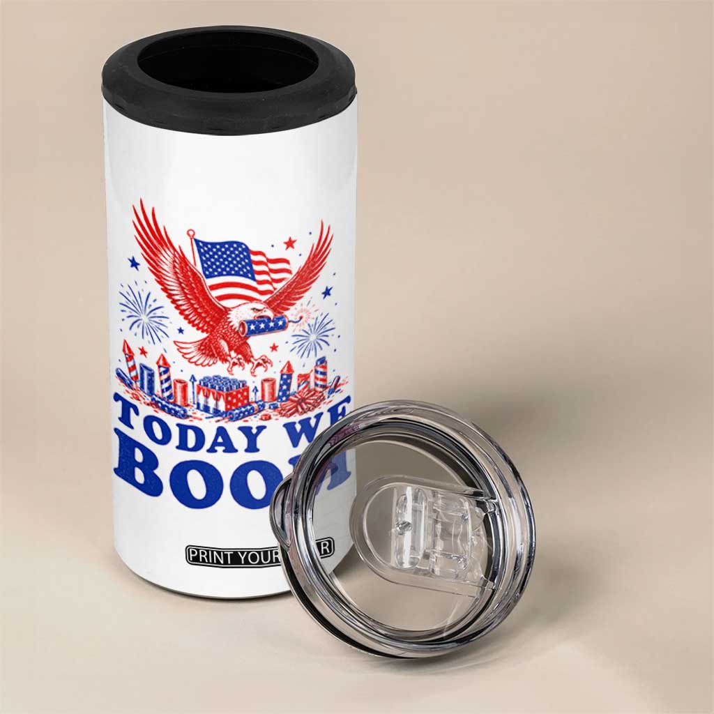Today We Boom 4th of July Bald Eagle Fireworks 4 in 1 Can Cooler Tumbler