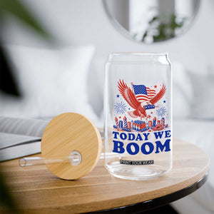 Today We Boom 4th of July Bald Eagle Fireworks Glass Can