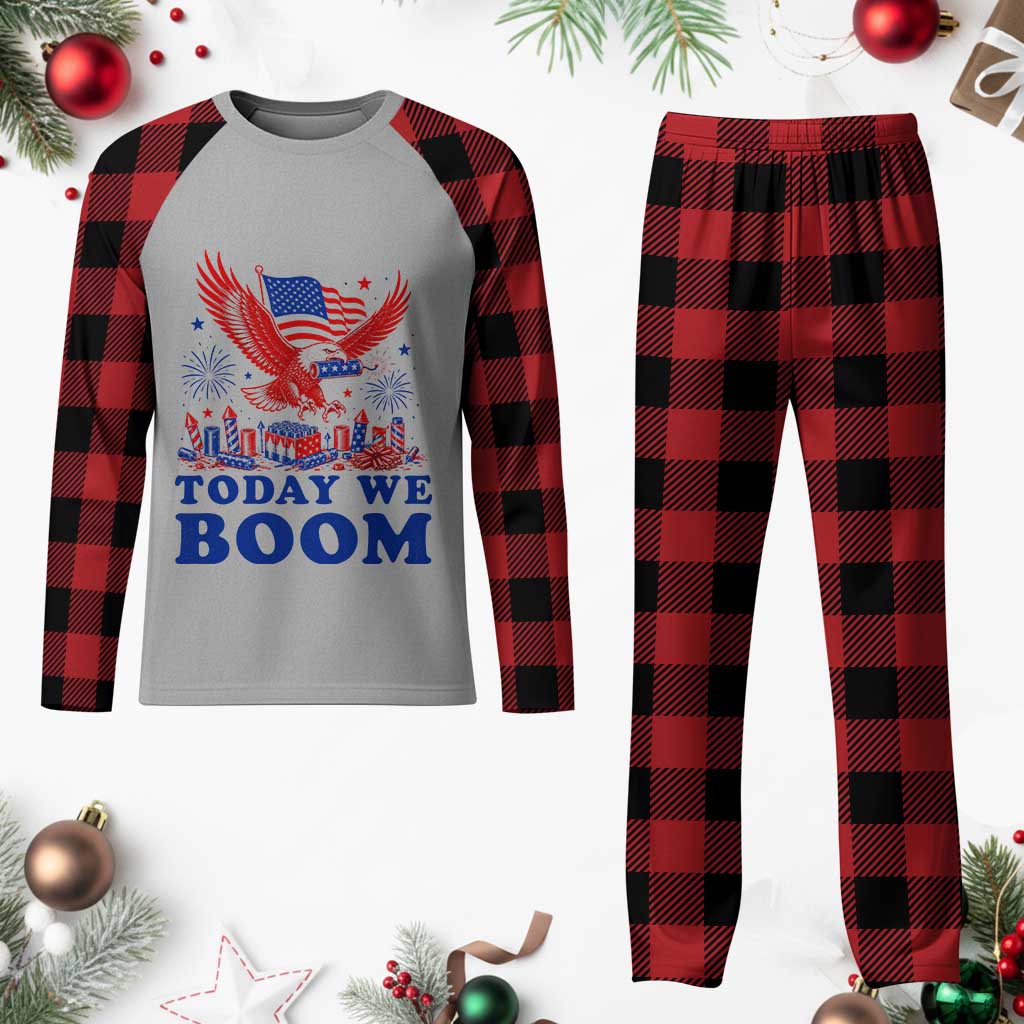 Today We Boom 4th of July Bald Eagle Fireworks Plaid Pajama Set TS11 Buffalo Plaid Print Your Wear