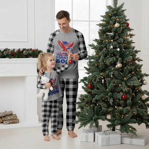 Today We Boom 4th of July Bald Eagle Fireworks Plaid Pajama Set