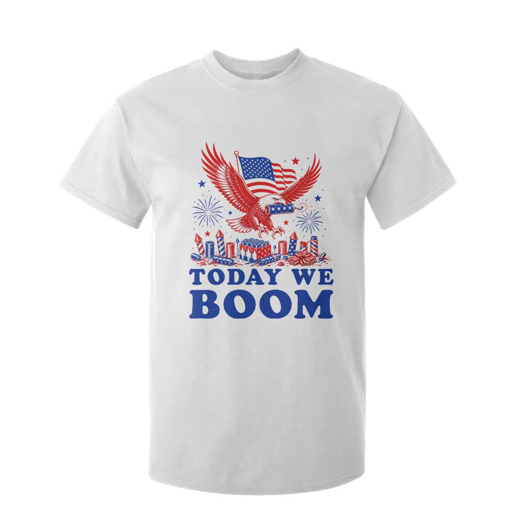Today We Boom 4th of July Bald Eagle Fireworks T Shirt For Kid