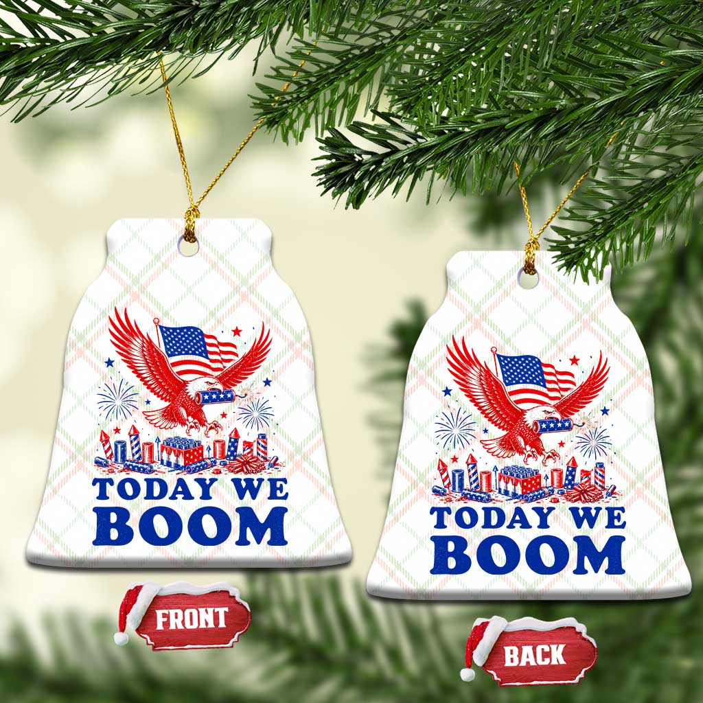 Today We Boom 4th of July Bald Eagle Fireworks Ceramic Ornament