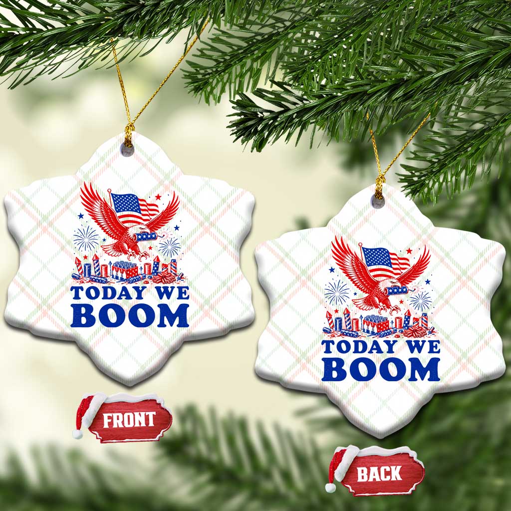 Today We Boom 4th of July Bald Eagle Fireworks Ceramic Ornament
