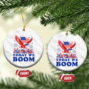 Today We Boom 4th of July Bald Eagle Fireworks Ceramic Ornament