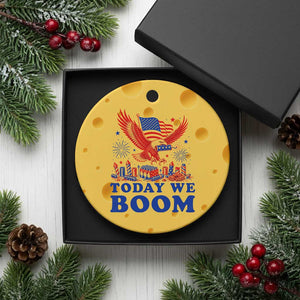 Today We Boom 4th of July Bald Eagle Fireworks Ceramic Ornament