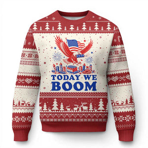 Today We Boom 4th of July Bald Eagle Fireworks Ugly Christmas Sweater