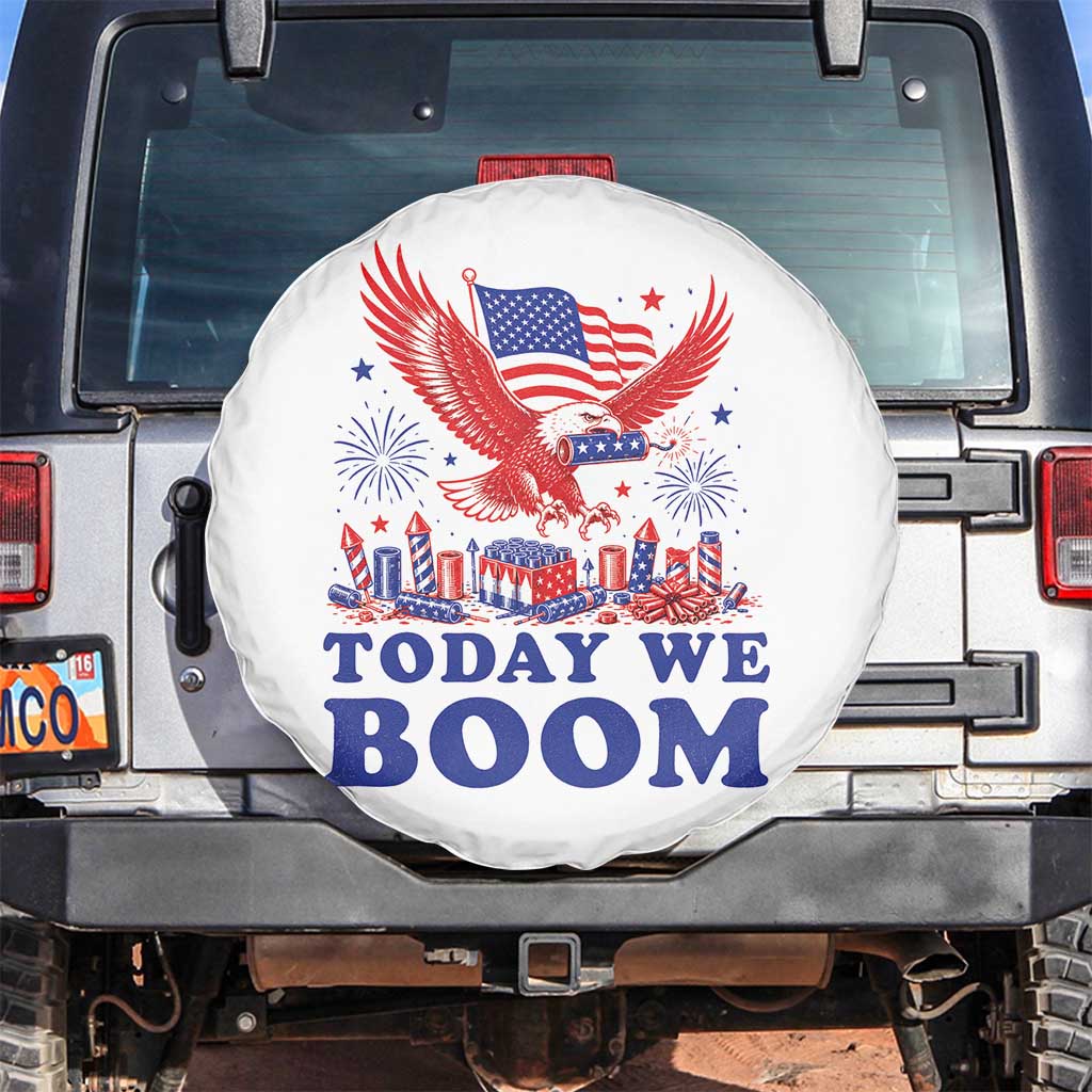 Today We Boom 4th of July Bald Eagle Fireworks Spare Tire Cover